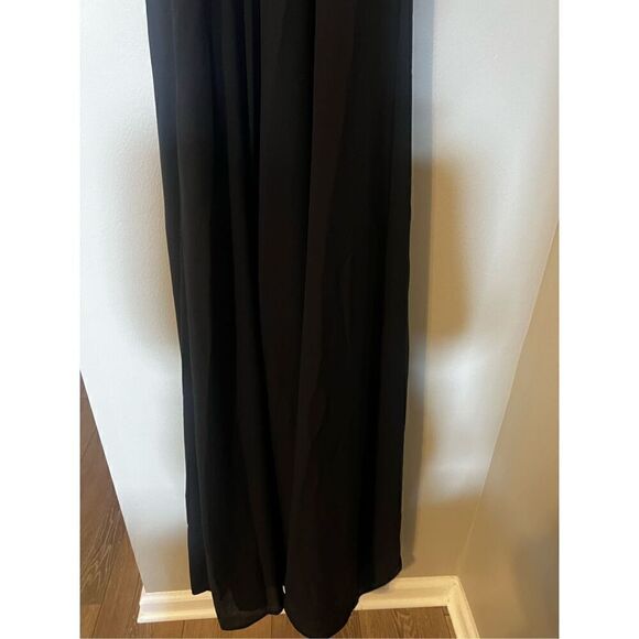 Halston Women’s Size 6 Sleeveless High Neck Maxi Dress Black Cream Side Zip - Picture 8 of 11